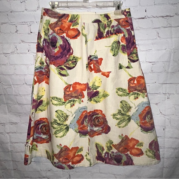 J. Jill A-Line Skirt with Floral Design - Cream and Multicolor - Picture 4 of 7